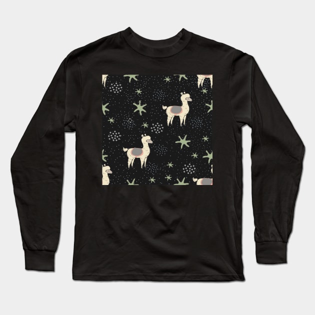 Llama Pattern Long Sleeve T-Shirt by KristinaStellar 